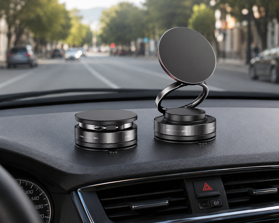 360° Magnetischer Handyhalter mit Vakuum-Saugnapf – Faltbar, Extra Starker Halt für Auto & Schreibtisch