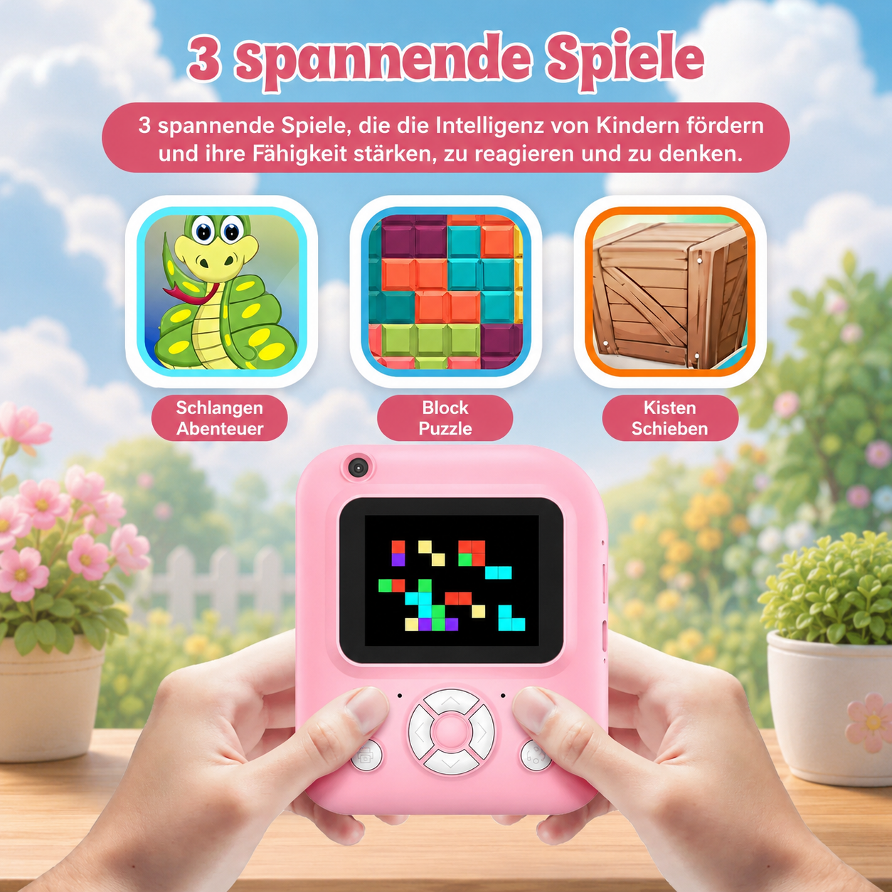 Kinder Sofortbildkamera 2,4" – 1080P HD, Dual-Kamera, MP3, inkl. 3 Papierrollen
