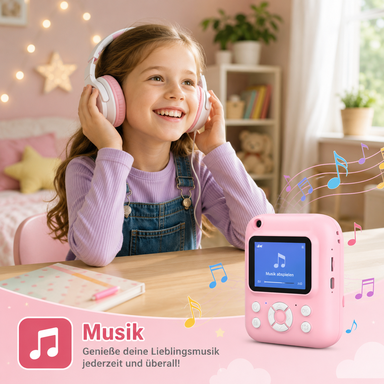 Kinder Sofortbildkamera 2,4" – 1080P HD, Dual-Kamera, MP3, inkl. 3 Papierrollen