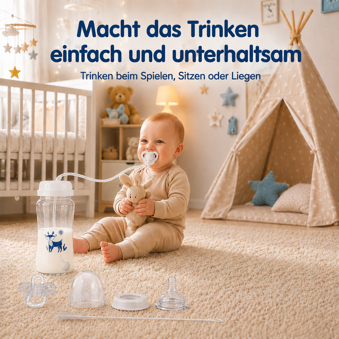 Multifunktionale Babyflasche 300ml mit Schwerkraftball und Schnuller