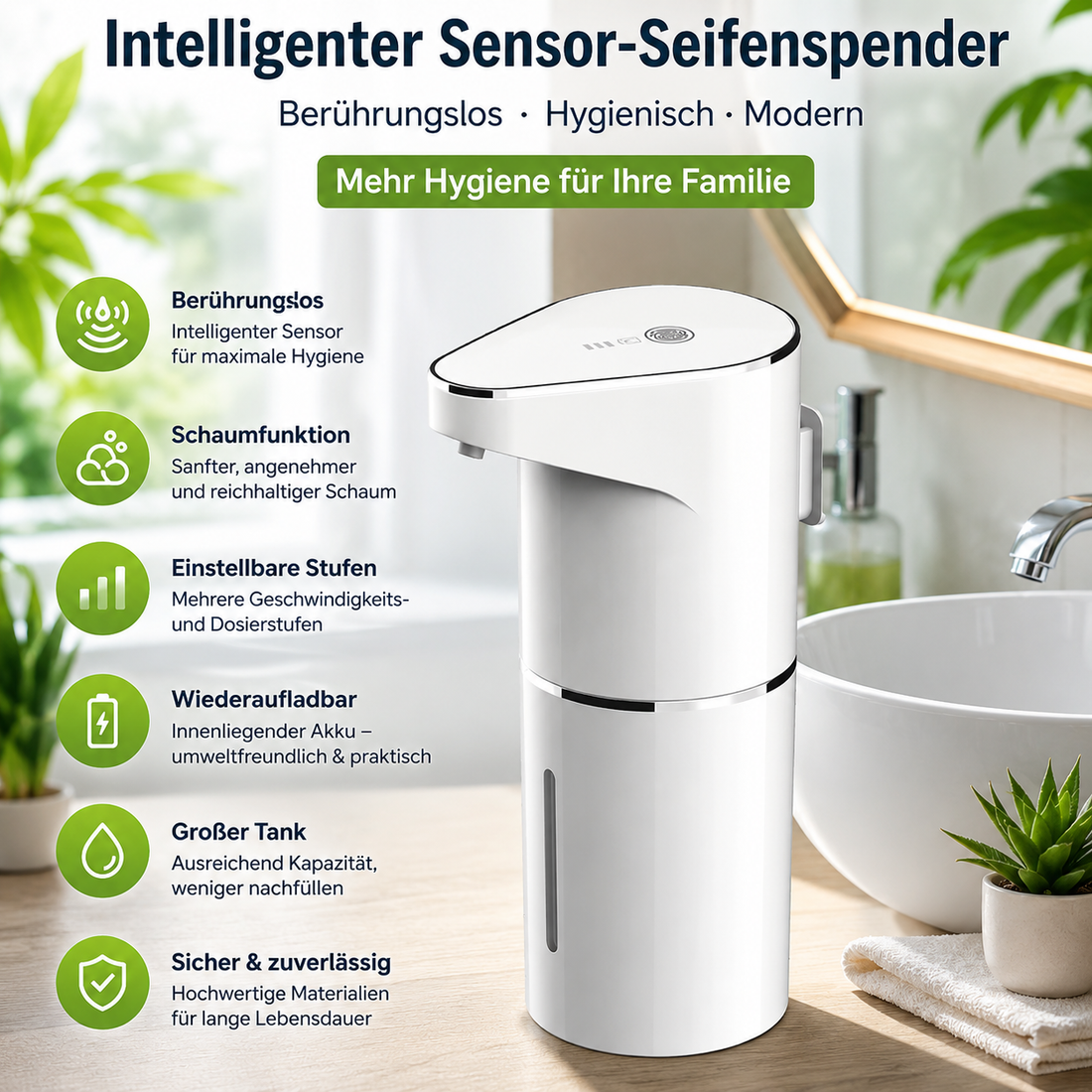 Automatischer Seifenspender mit Sensor – Berührungslos &amp; Wiederaufladbar