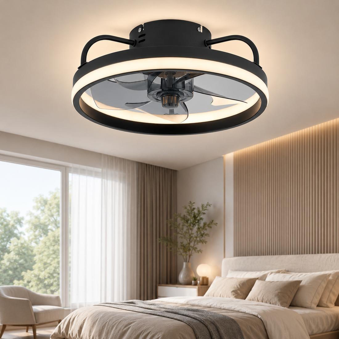 LED Deckenventilator mit Beleuchtung, 6 Geschwindigkeitsstufen, Dimmbar, Leise, Fernbedienung – Für Schlafzimmer, Wohnzimmer, Esszimmer und Arbeitszimmer
