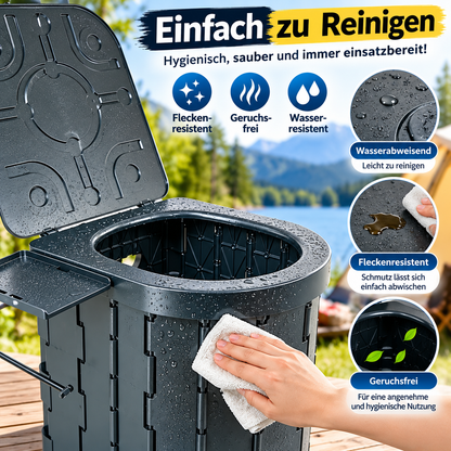 Tragbare Campingtoilette mit Komfortsitz &amp; Toilettenpapierhalter