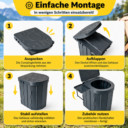 Tragbare Campingtoilette mit Komfortsitz &amp; Toilettenpapierhalter