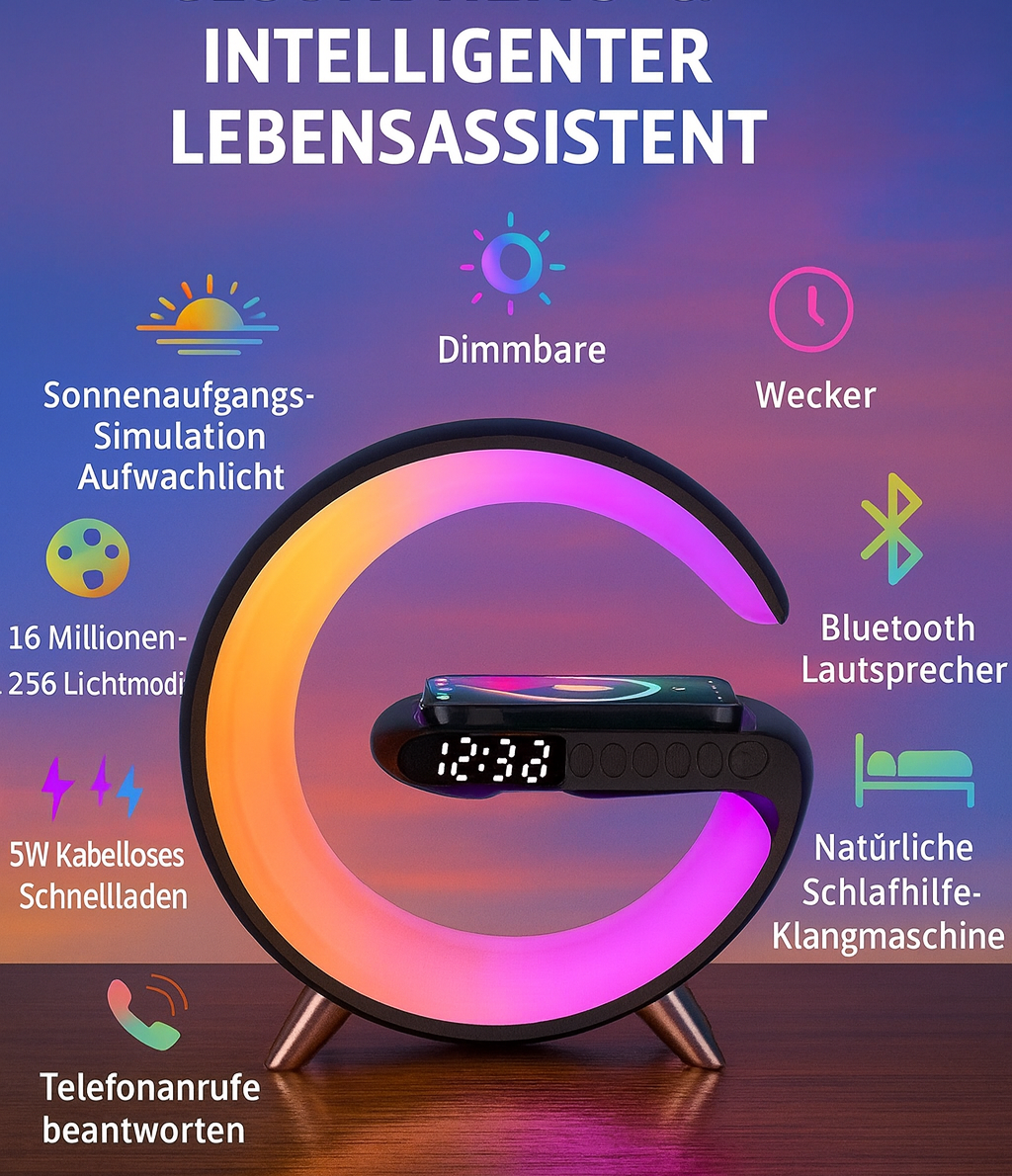 Multifunktionale LED-Ladestation mit Bluetooth Speaker