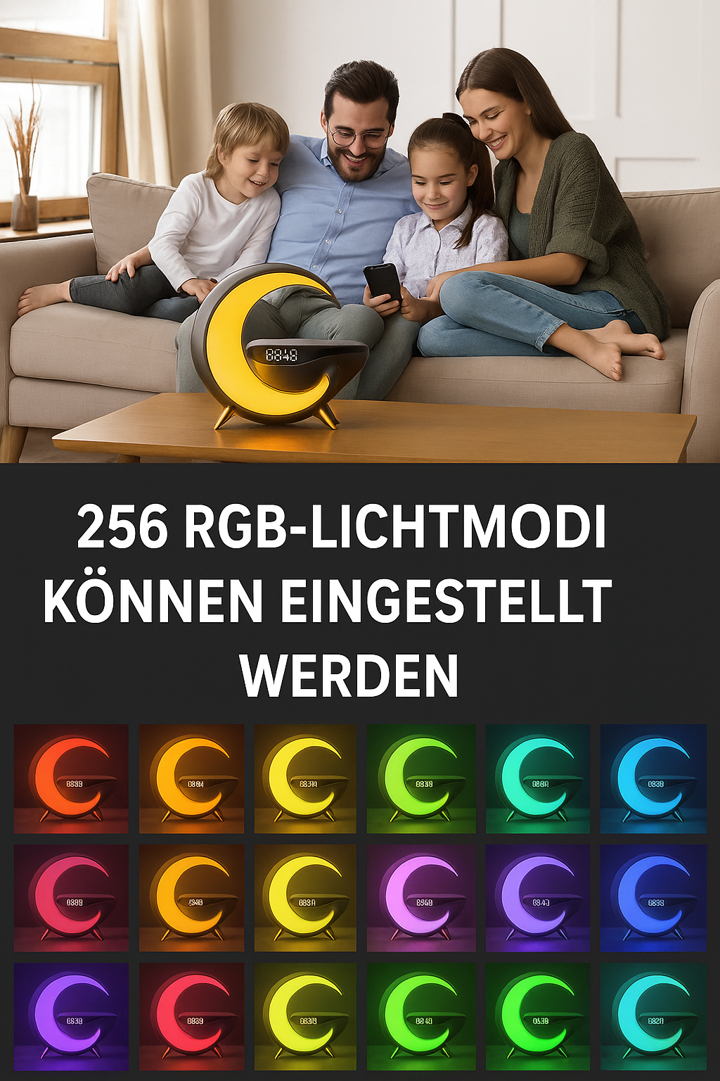 Multifunktionale LED-Ladestation mit Bluetooth Speaker