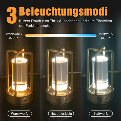 LED-Nachttischlampe kabellos- dimmbar ,USB-aufladbar, warmes Licht