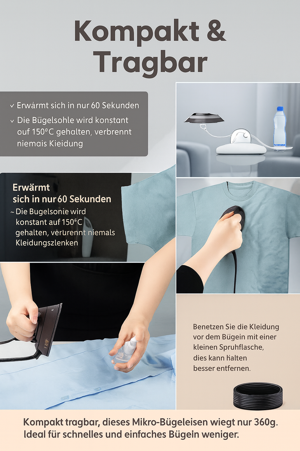 Tragbares Elektrisches Reise-Bügeleisen